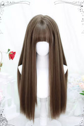 Light Brown Natural Sweet Lolita Long Straight Wigs